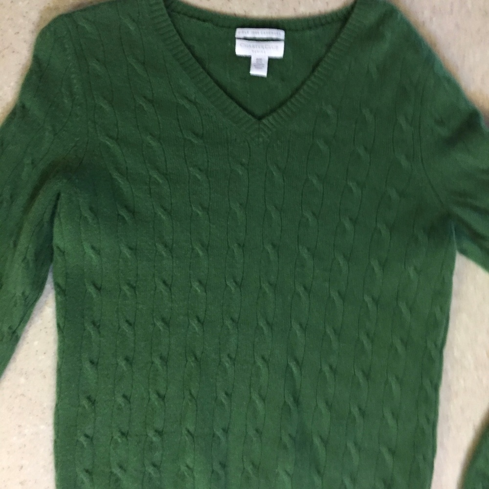 100% double-ply cashmere v-neck.